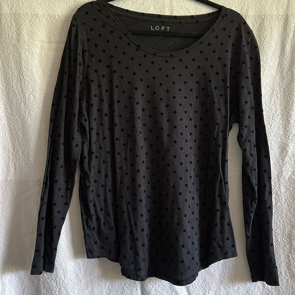 Velvet dot long sleeve shirt